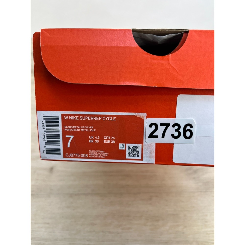 Nike SuperRep Cycle Black Red Cycling Shoes CJ0775-008 WOMENS SIZE 7 - Picture 7 of 8